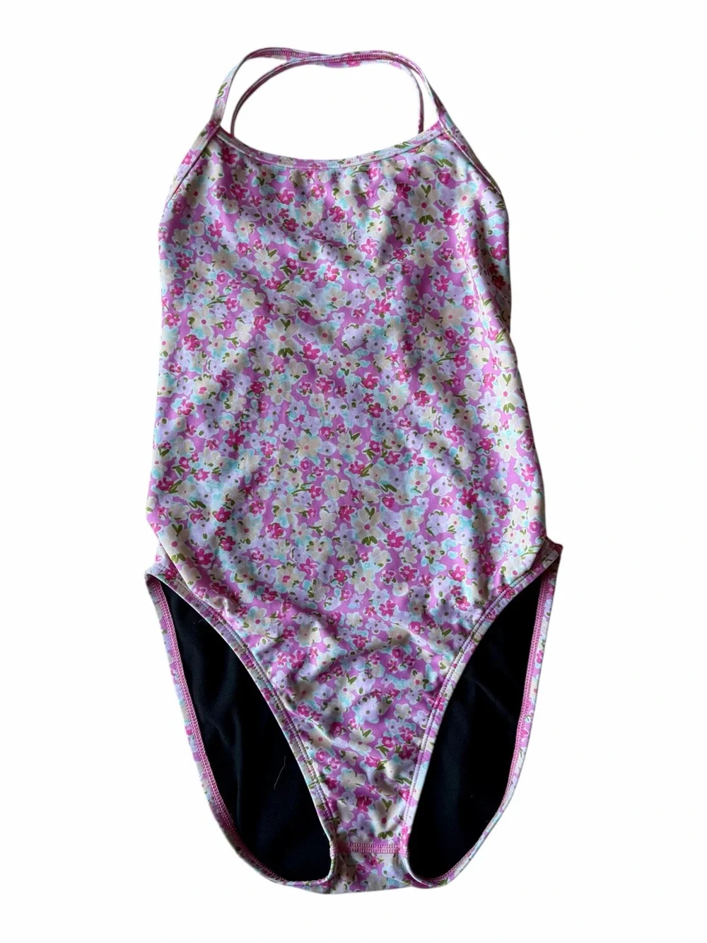 JOLYN Brandon Pink Floral One Piece Swimsuit Size 30 4/6 Open Back Training Swim
